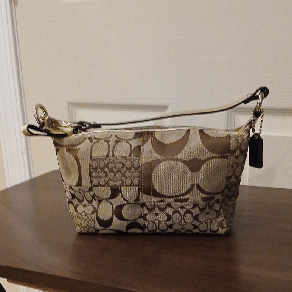 Coach Beige and Brown Signature Shoulder Bag, VINTAGE, Soho Top Handle
